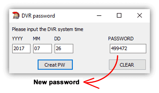 Dahua Password generator sonucu