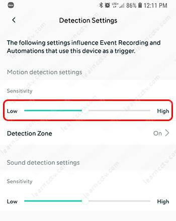 Wyze Cam Detection Settings